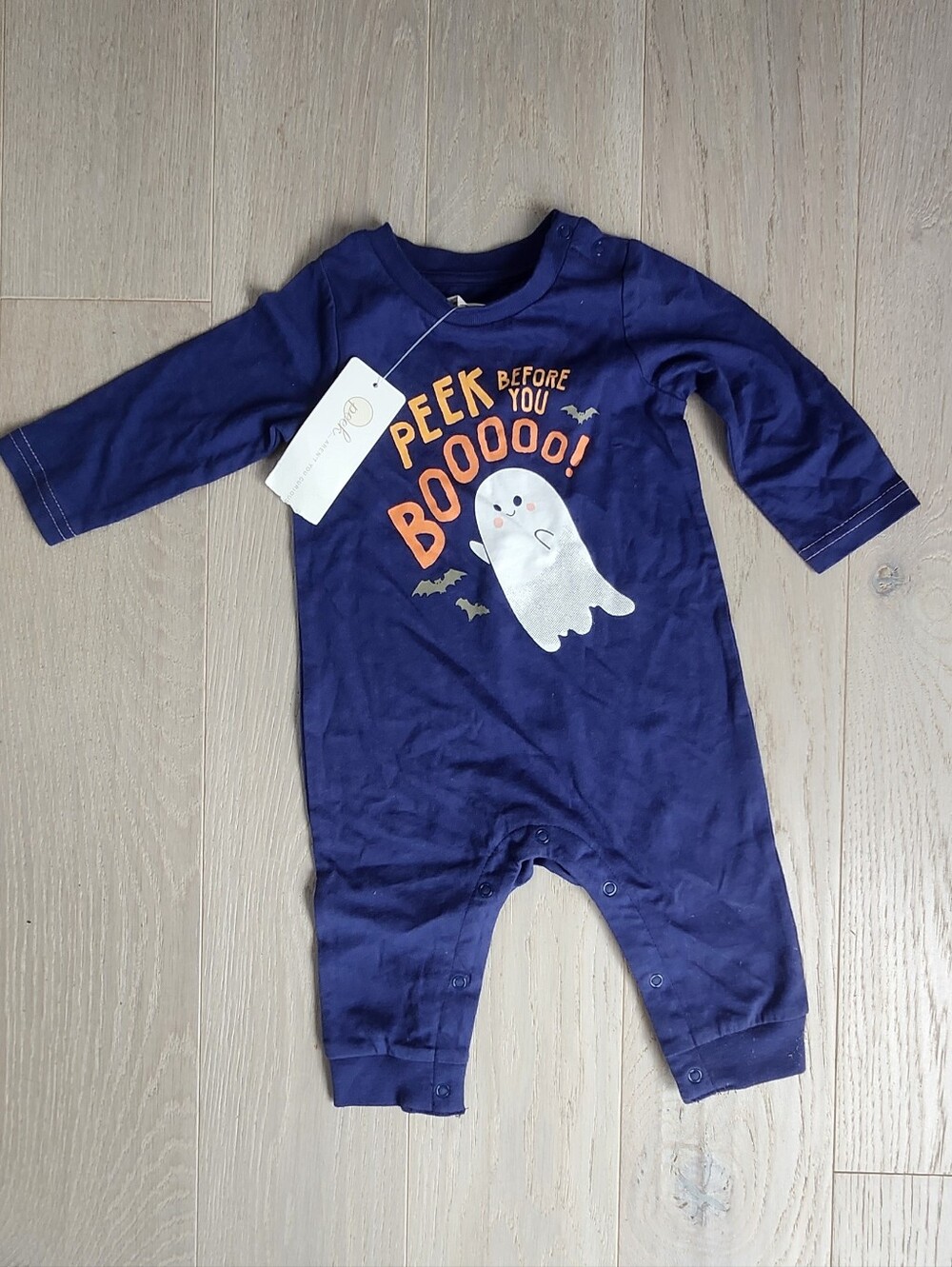 Baby Ghosts Halloween Romper Navy  3-6 Months